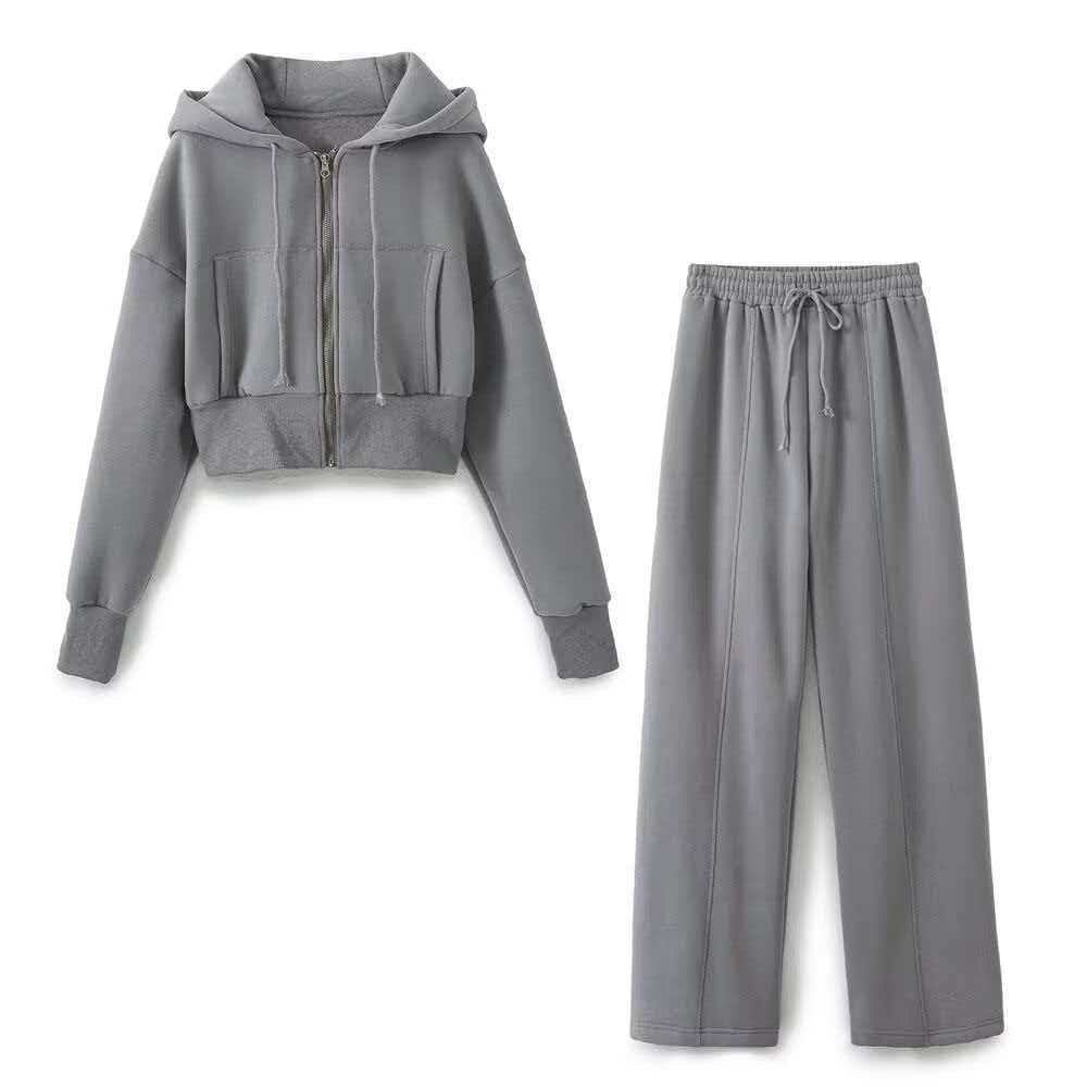 Women's 3-Piece Hooded Sweatsuit Set with Tube Top and Pants