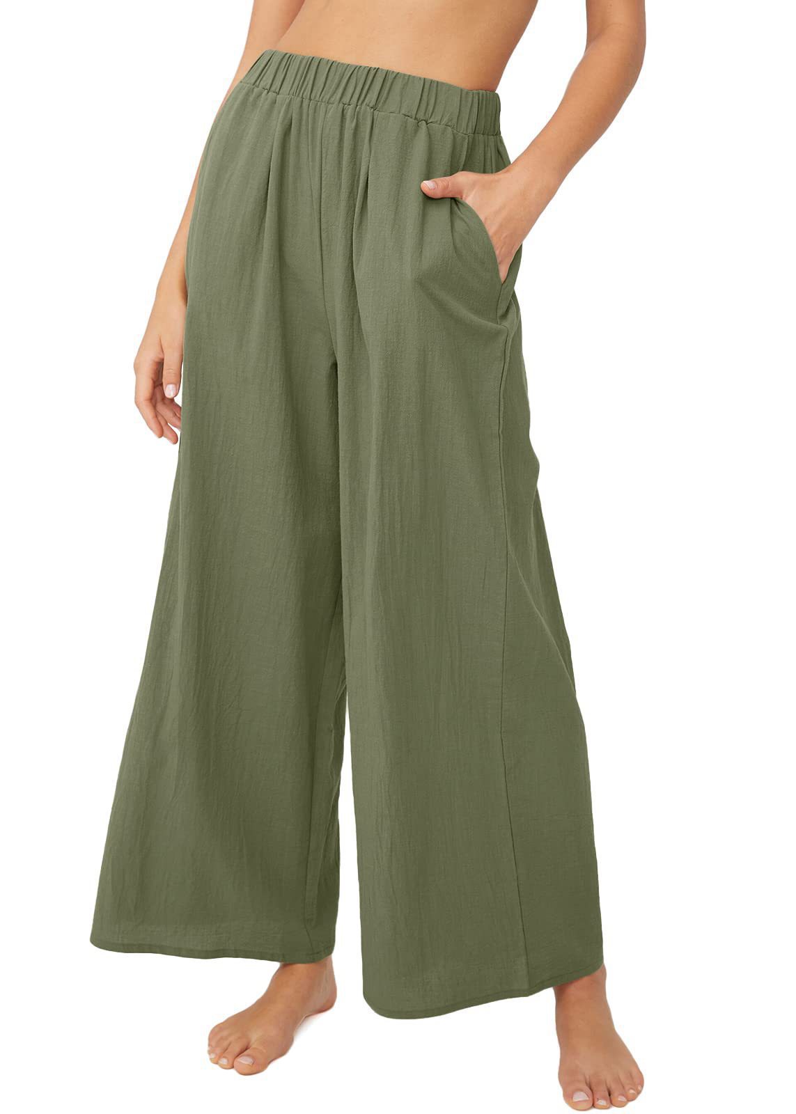 Women's High Waist Wide Leg Casual Pants Solid Color Loose Fit