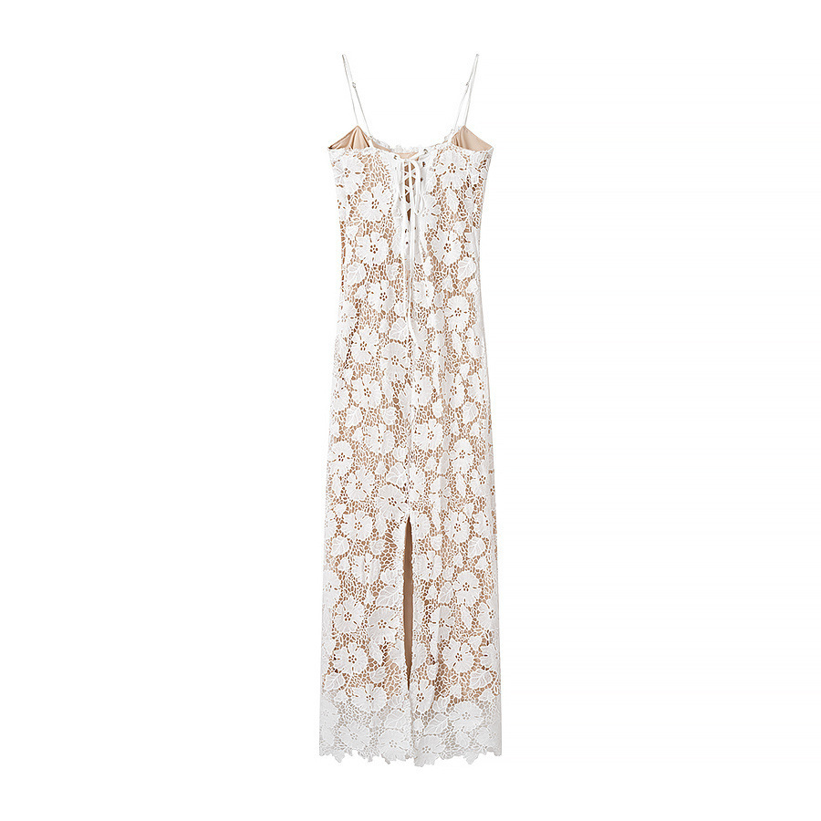 Women's Lace Strappy Bodycon Slit Cami Dress