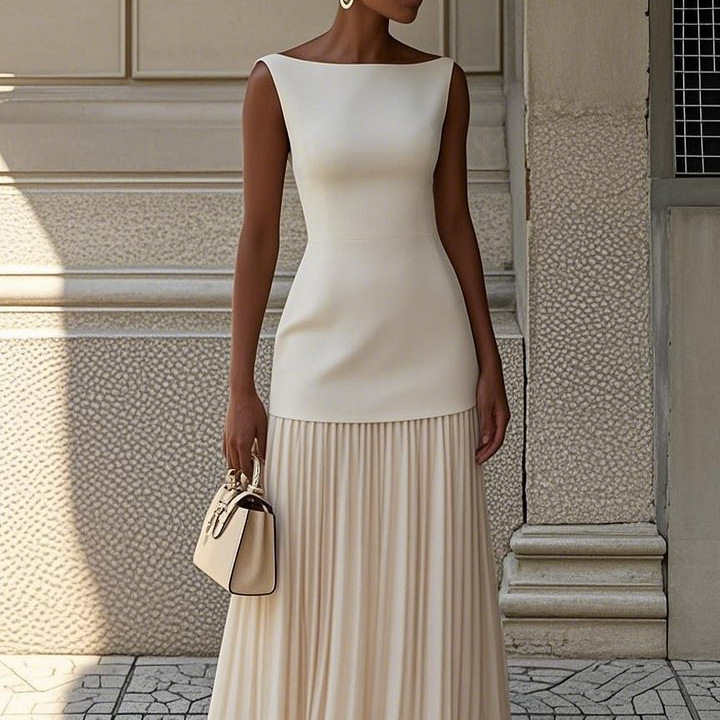 Solid Sleeveless Knit Vest and Midi Skirt Two-Piece Set