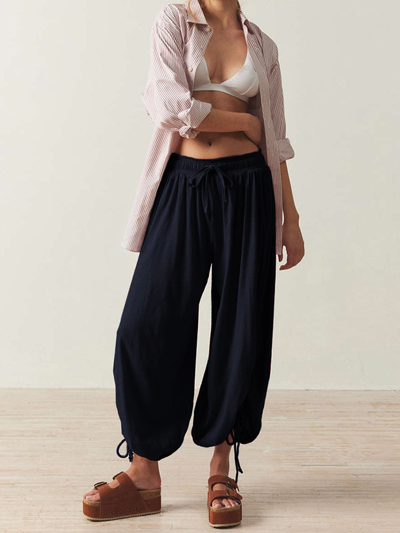Drawstring Lantern Pants for Women Casual Slimming Long Pants