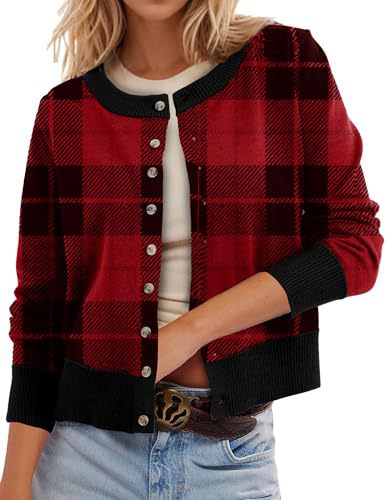 Women's Polka Dot Print Button Cardigan Sweater