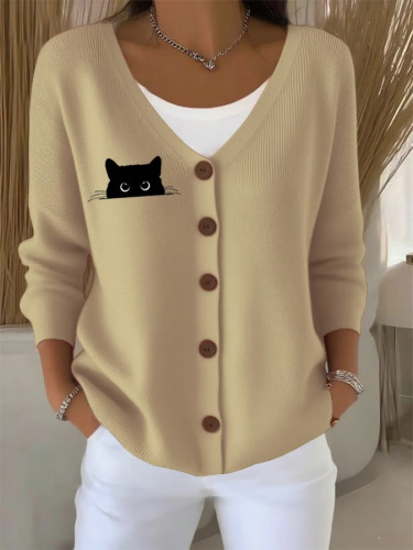Casual Long-Sleeve Open-Front Cardigan Sweater