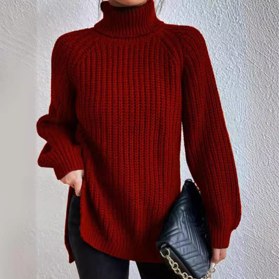 Women's Turtleneck Midi Sweater Soft French Style Pullover