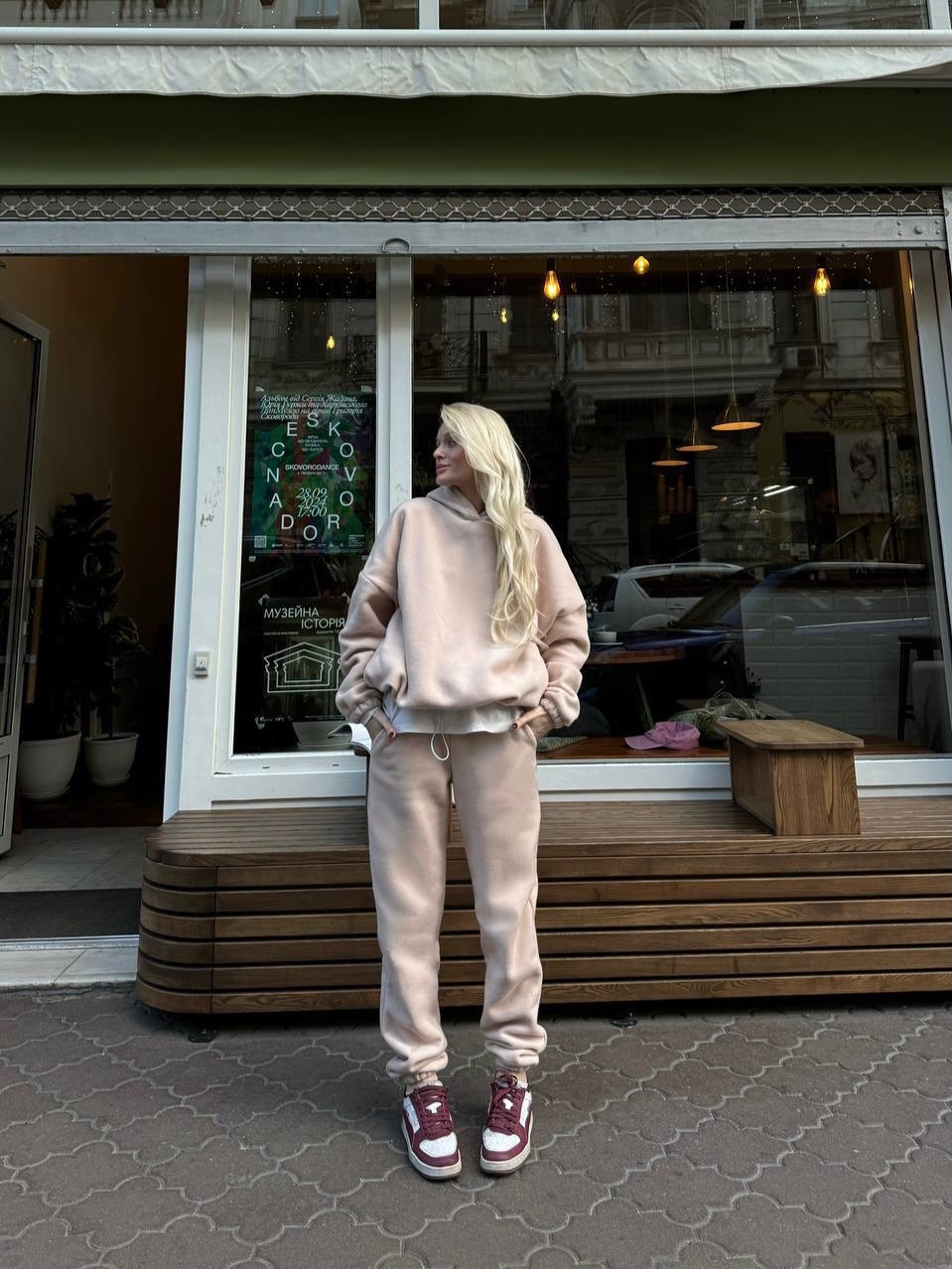 Women's Solid Fleece Hoodie and Jogger Set Long Sleeve Two-Piece