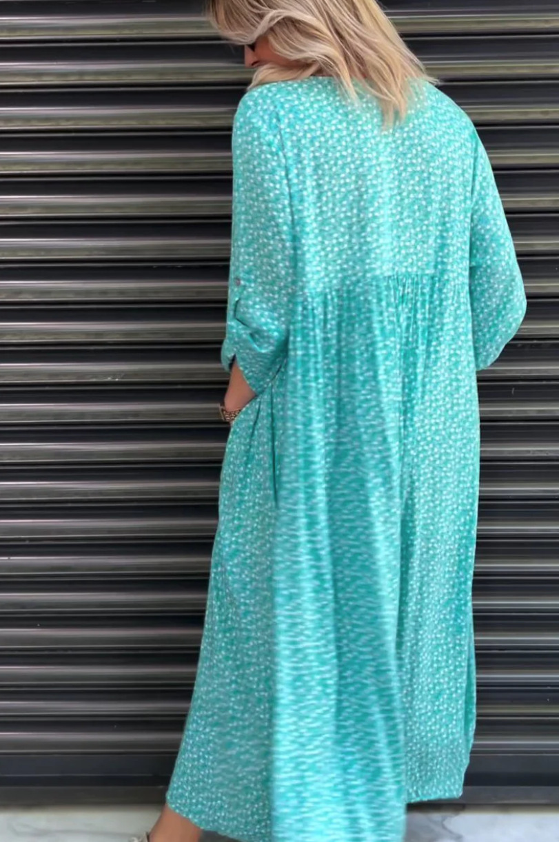 Women's Floral Button Long Sleeve Dress