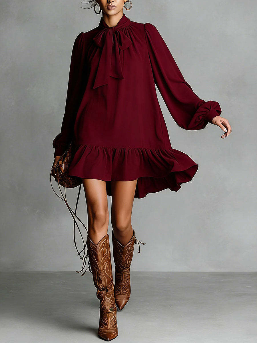 Elegant Vintage Velvet Long Sleeve Loose Dress