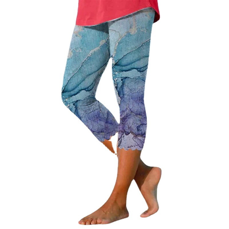 Summer Print Color-Block Cropped Beach Pants