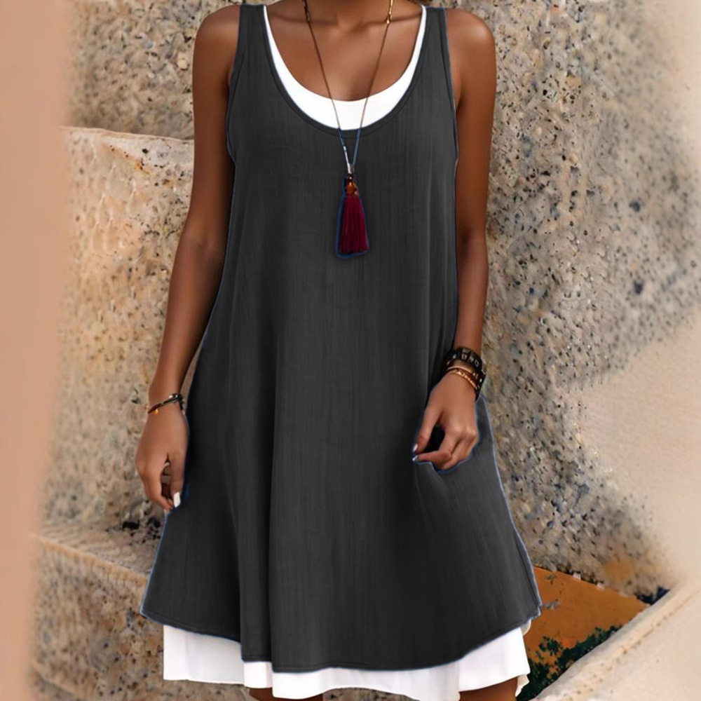 Women's Sleeveless A-Line Tank Dress Loose Fit