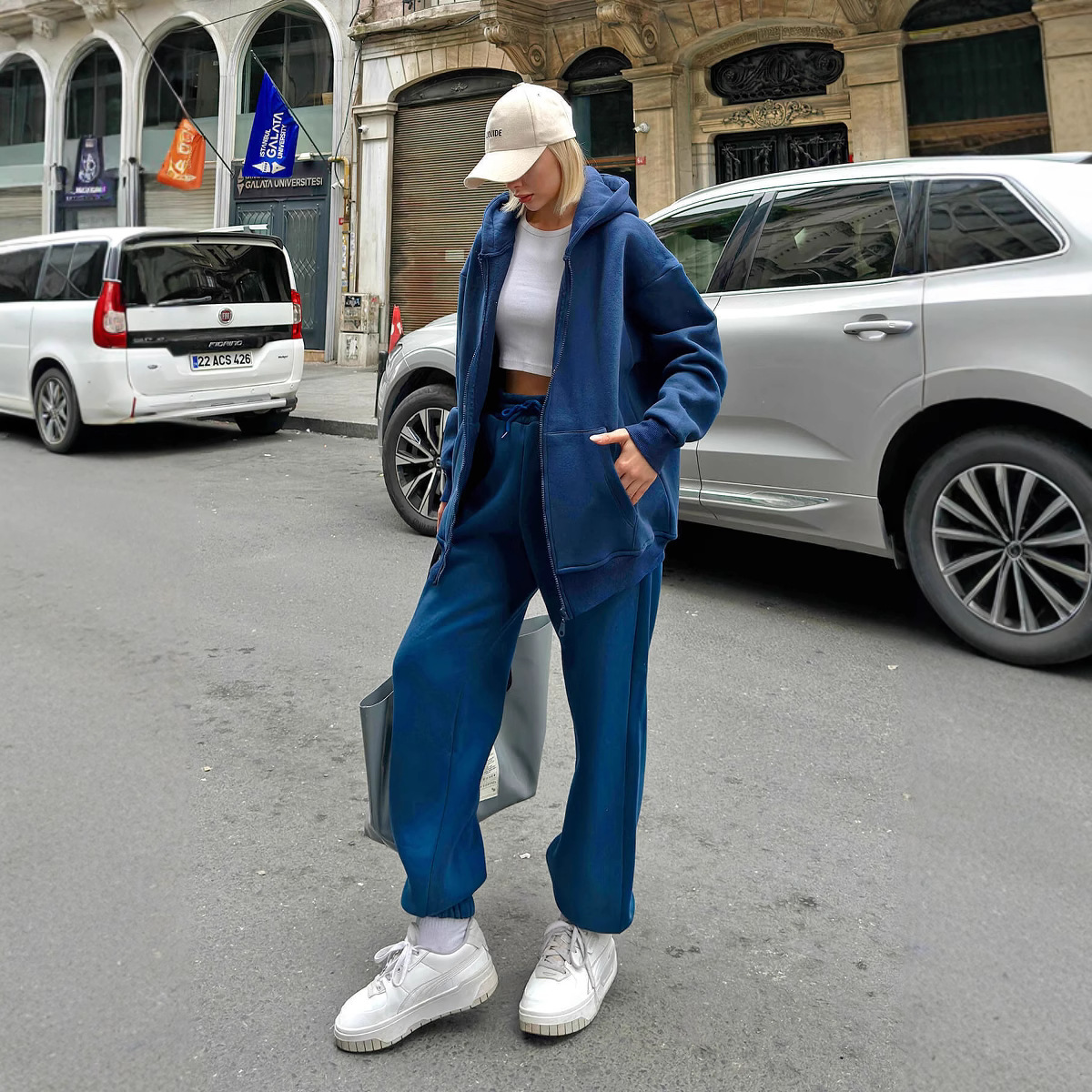 Women's Hooded Long Sleeve Cardigan Jogger Two-Piece Tracksuit Set