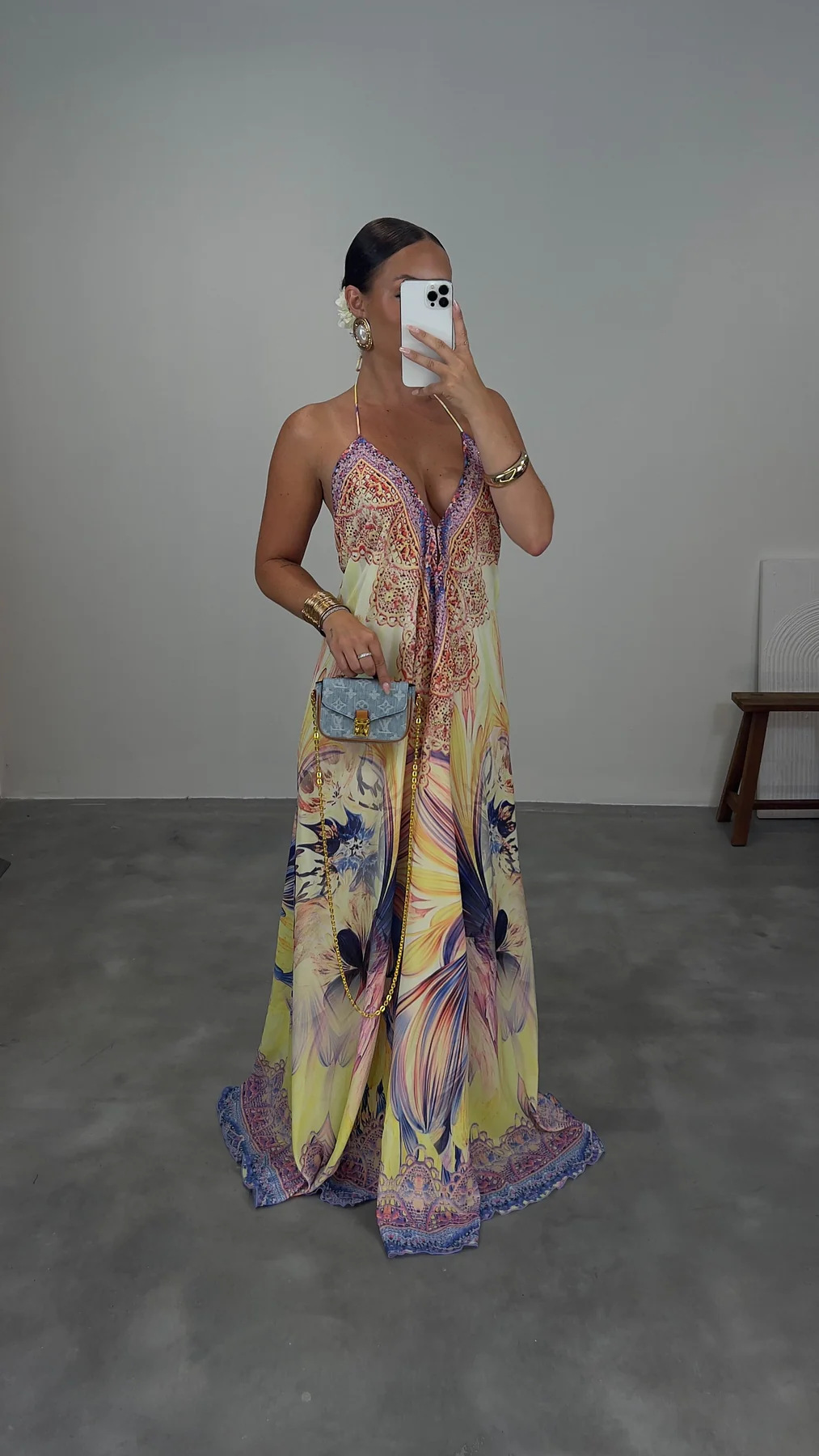 Bohemian Sleeveless Halter Printed Maxi Dress