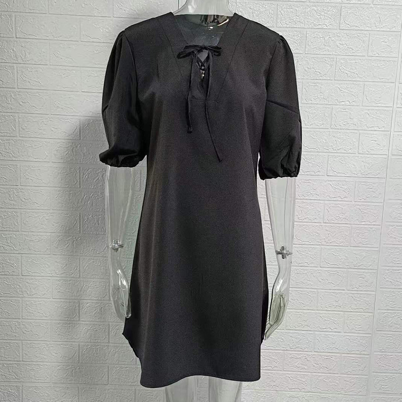 Women's V-Neck Tie Short Dress