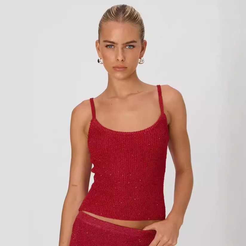 Women's Striped Cami Top and Bodycon Midi Skirt Set