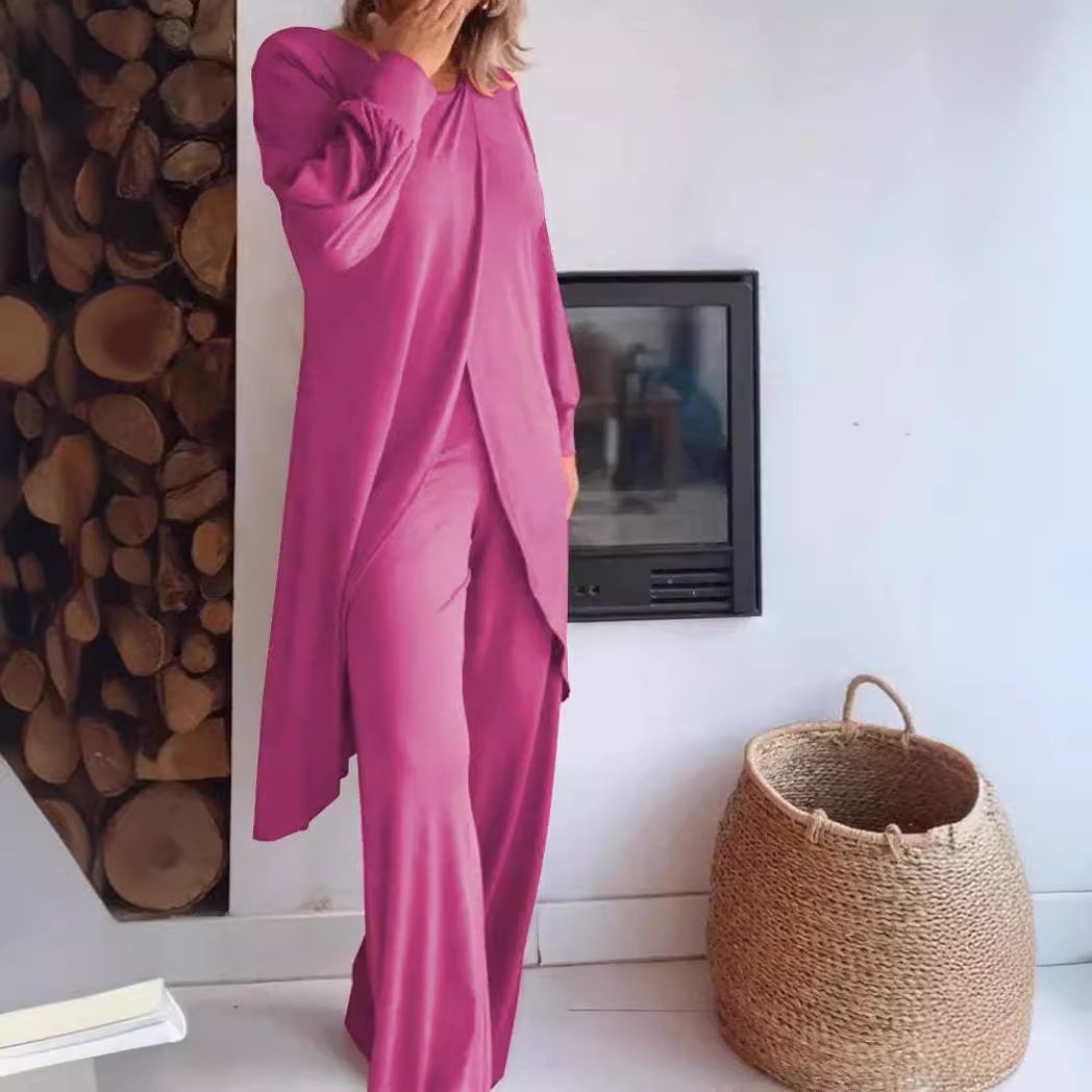Women's Sequin Quilted Top and Pants Set Casual Long Sleeve Two-Piece Outfit