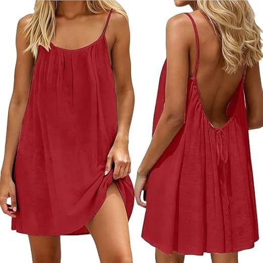 Ice Silk Ruched Open-Back Cami Mini Dress