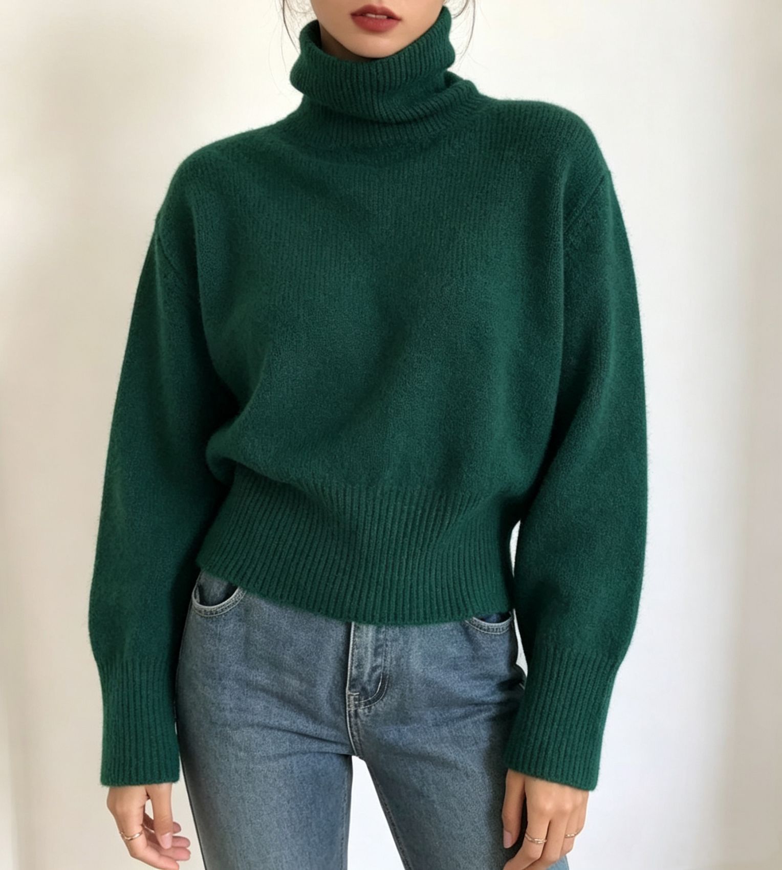 Women's Thick High-Neck Loose Knit Pullover Sweater