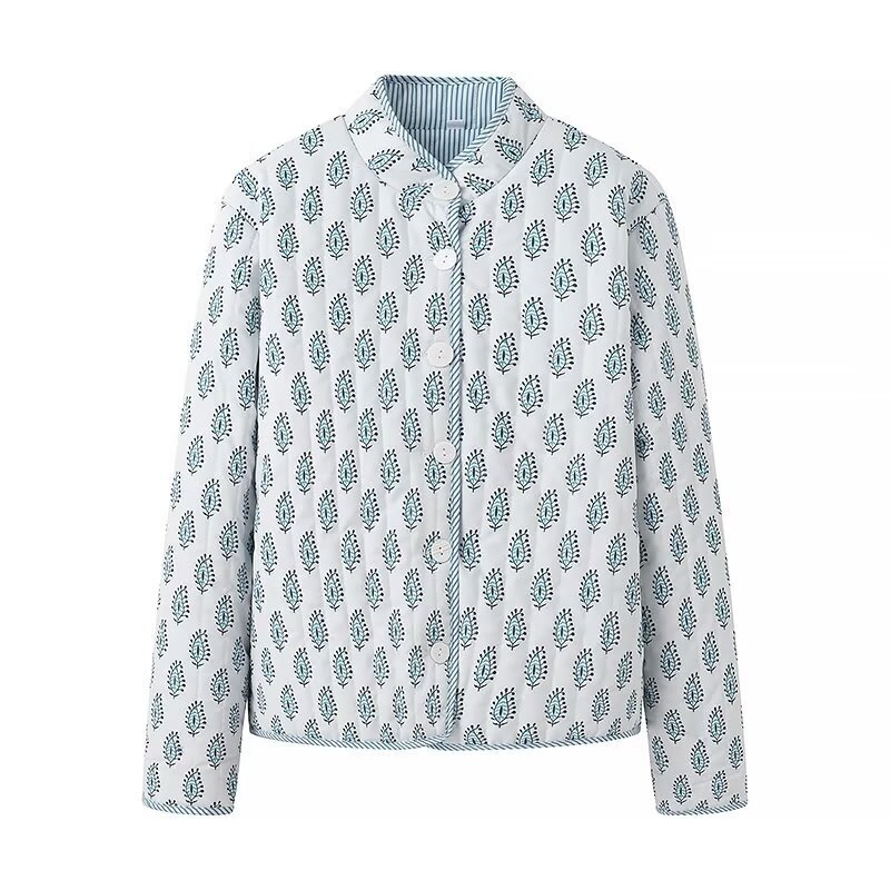 Women's Reversible Printed Cotton Padded Jacket Streetwear