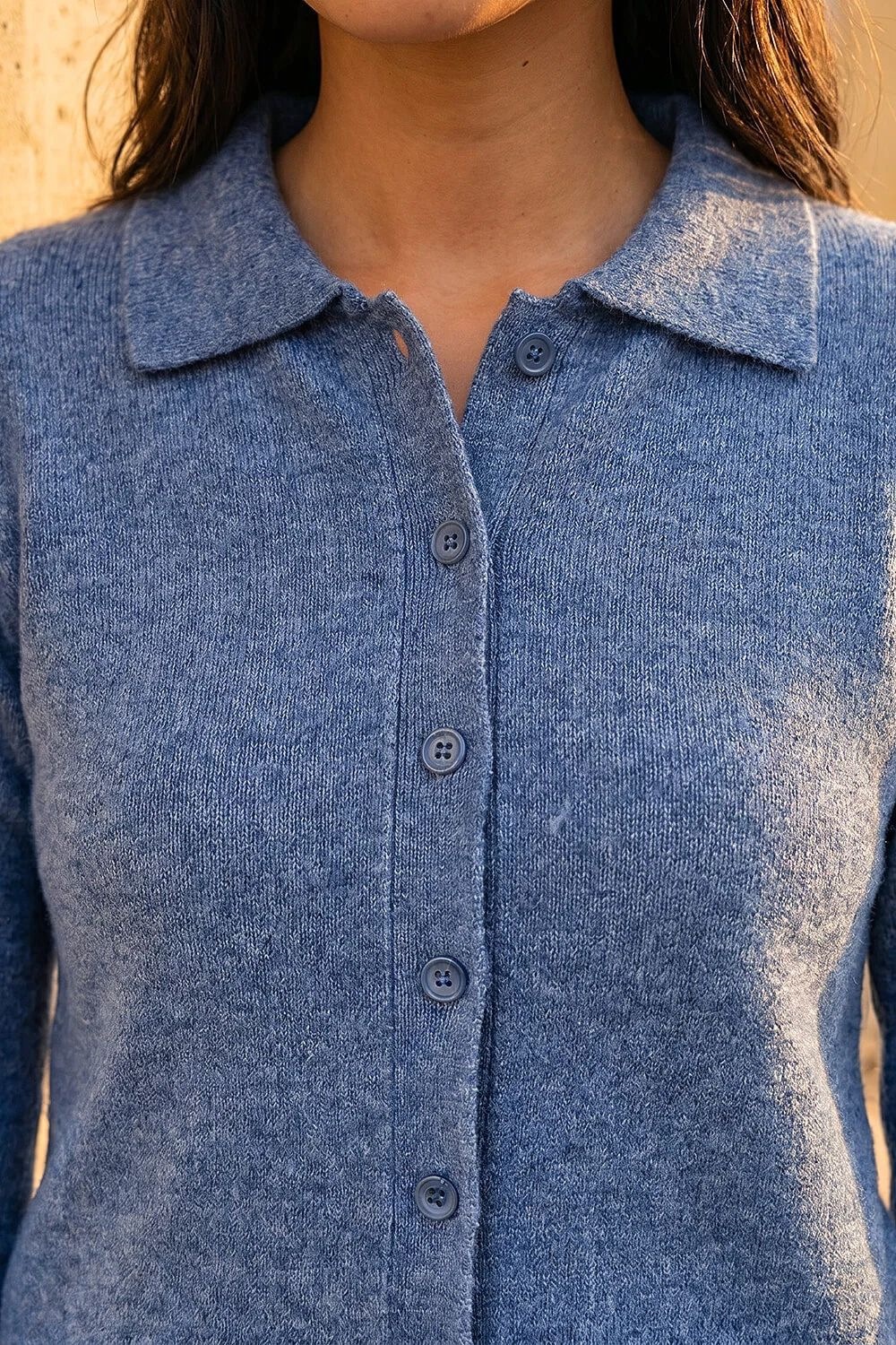 Women's Polo Collar Knit Cardigan Long Sleeve Short Coat