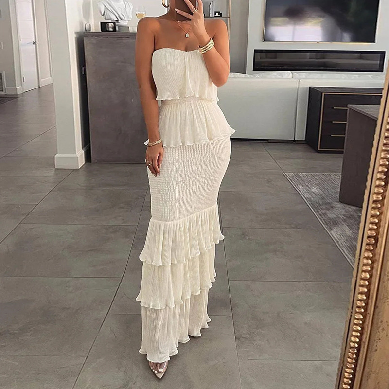 Women's Strapless Bodycon Evening Dress High Waist Long Formal Gown