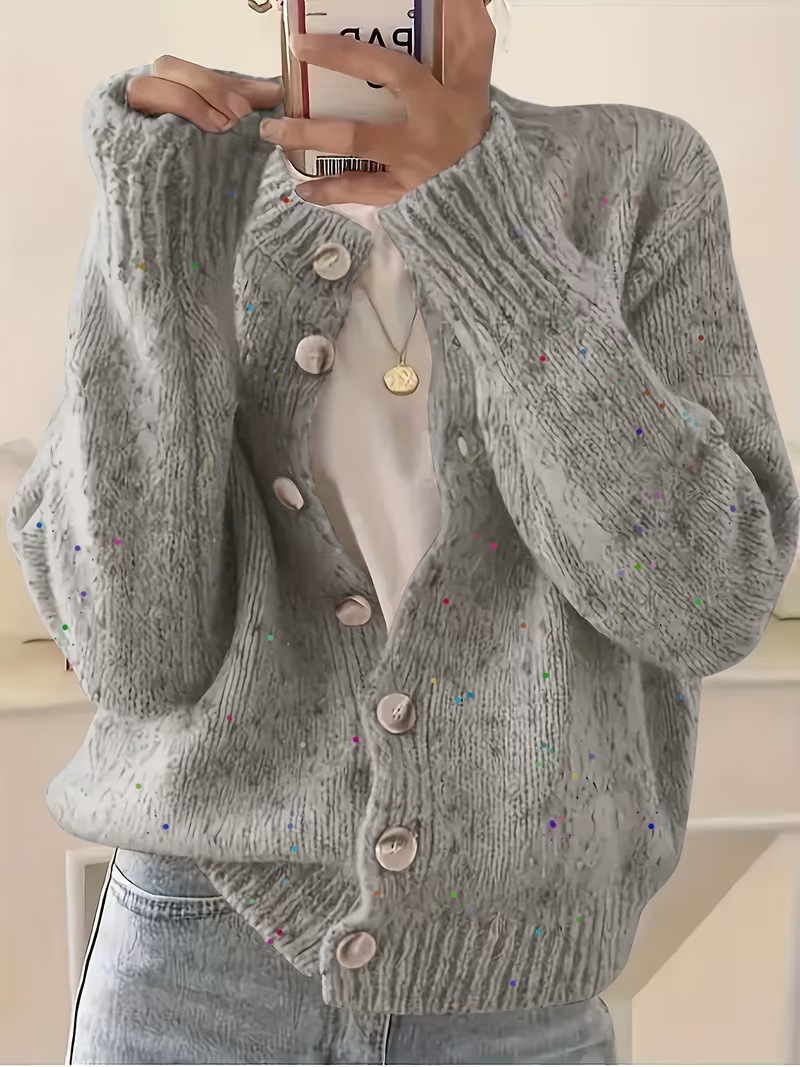 Women's Single-Breasted Knit Cardigan Short Sweater Jacket