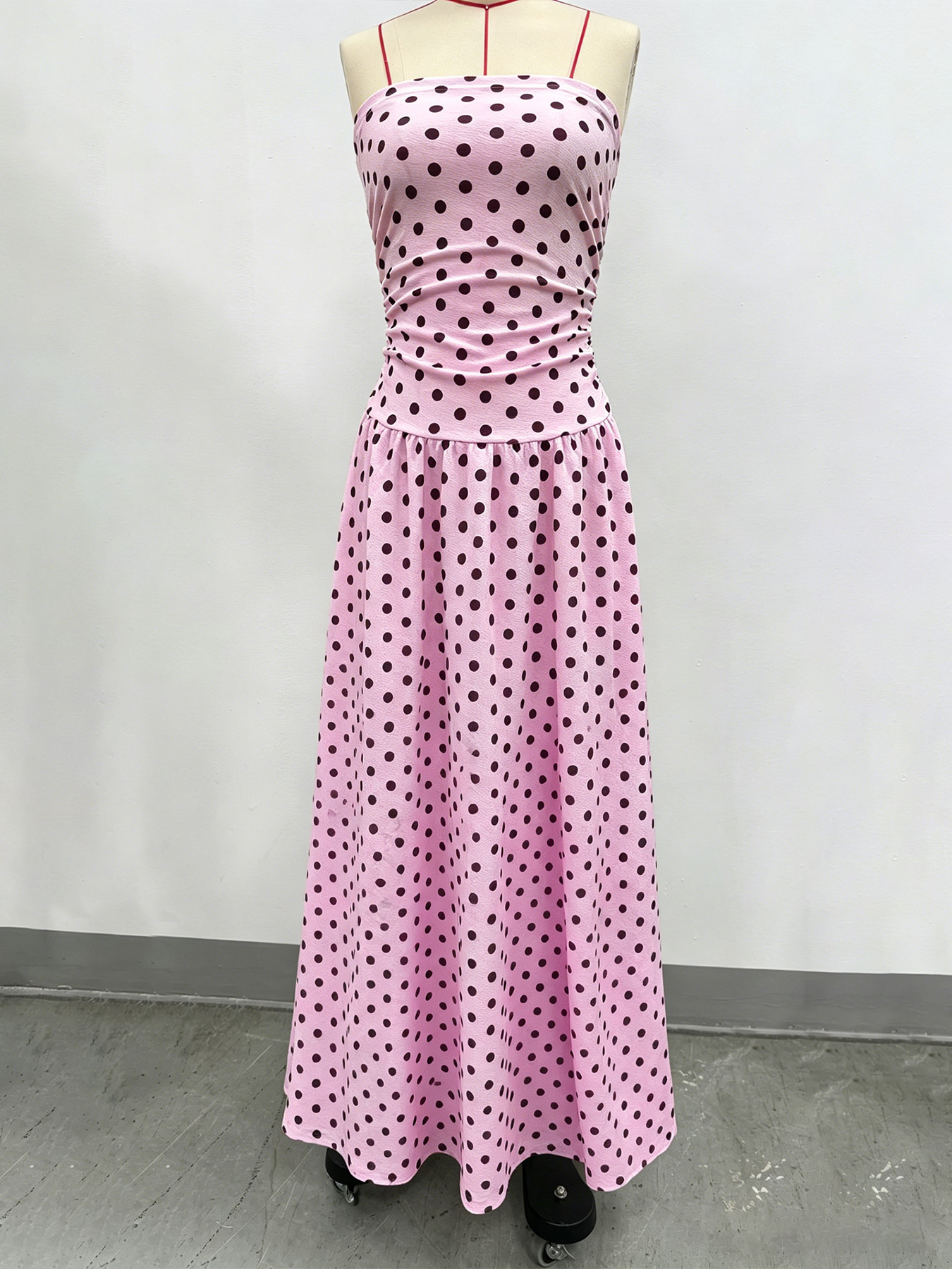 Sexy Off-Shoulder Polka Dot A-Line Dress with Waist-Cinching Slimming Evening Gown