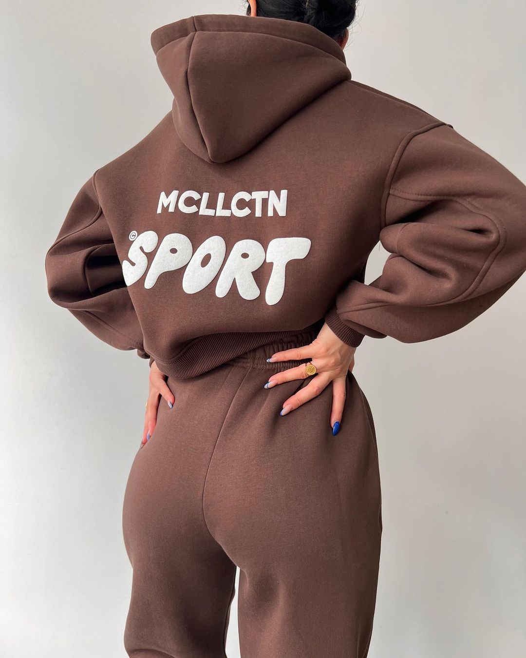 Fleece-Lined Hooded Print Sweatshirt & Pants Set