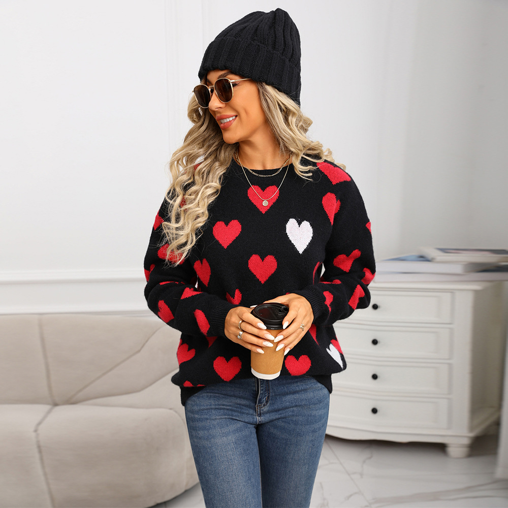 Heart Pattern Warm Knit Pullover Sweater