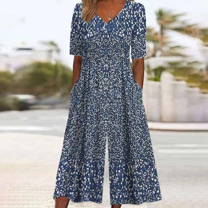 Floral Print Wide-Leg Jumpsuit with Sleeves