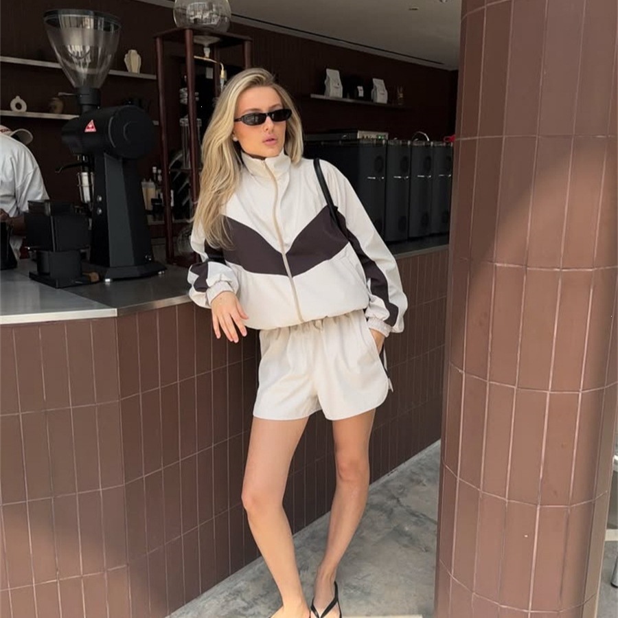 Women's Colorblock Zip Cardigan and Shorts Set