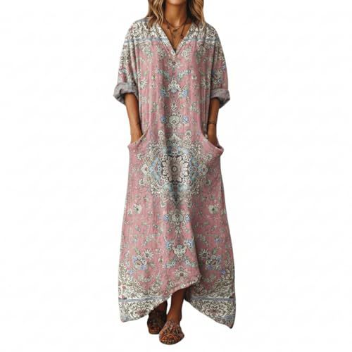 Women's Boho A-Line Midi Dress with 3D Print