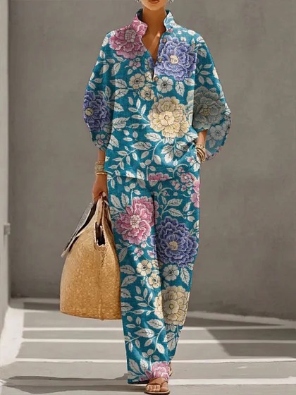 Women's Casual Solid Color Shirt Set