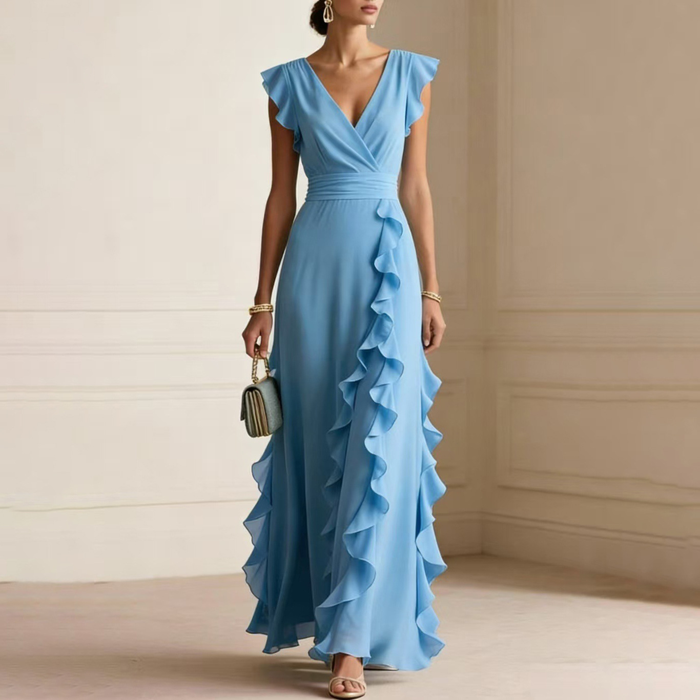 Women's Light Luxury French Style Solid Color Slim Fit Dress