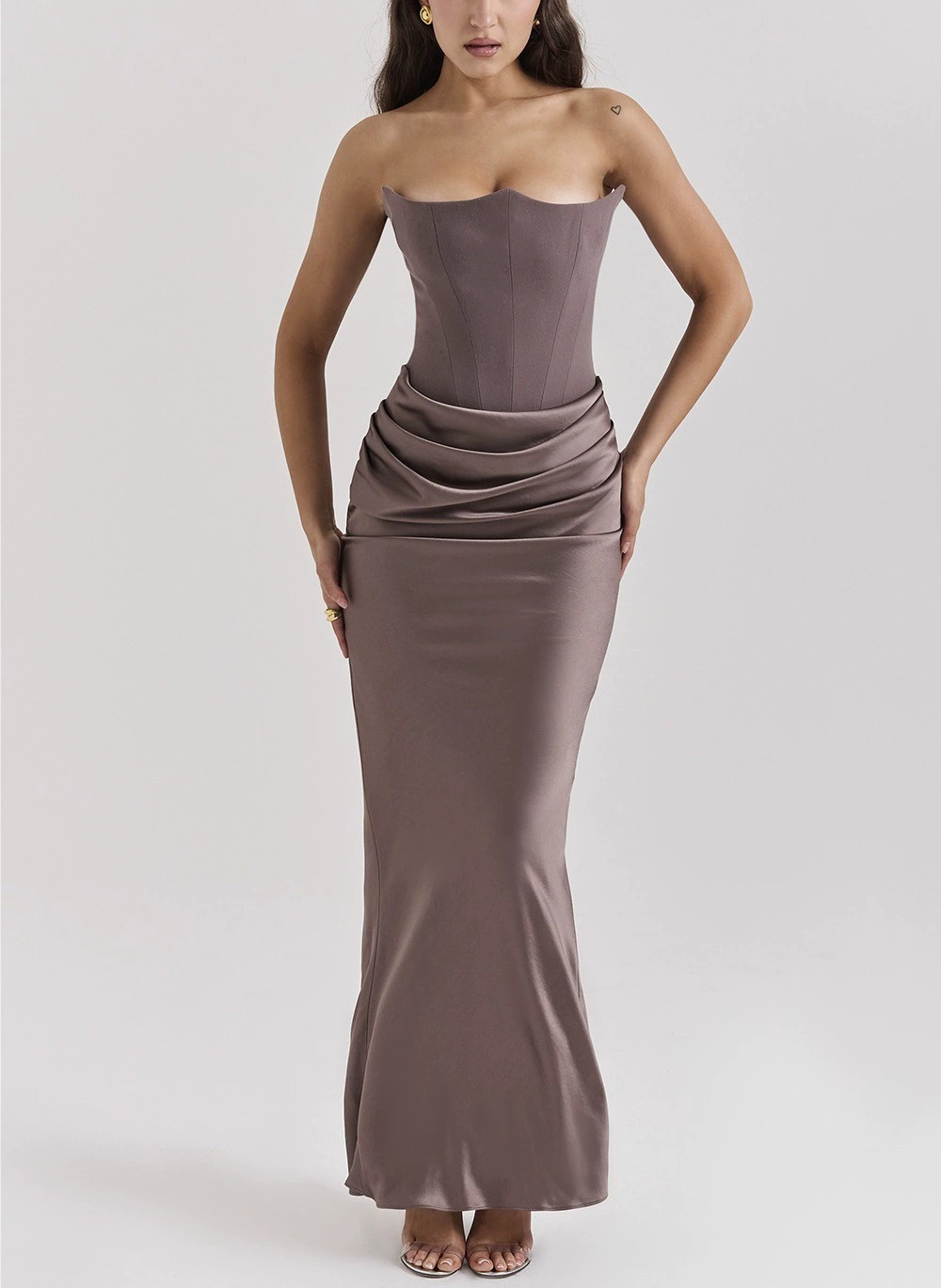 Women's Strapless Backless Bodycon Evening Dress