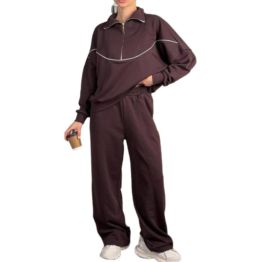Women's Half-Zip Hoodie and Pants Tracksuit Set
