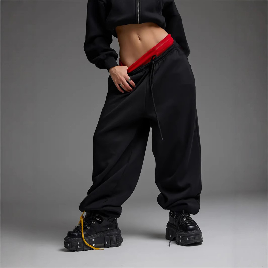 Casual Straight-Leg Wide-Leg Sweatpants with Drawstring