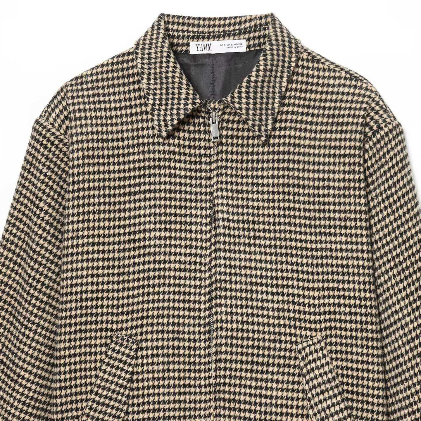 Women's Retro Houndstooth Padded Shoulder Bomber Jacket