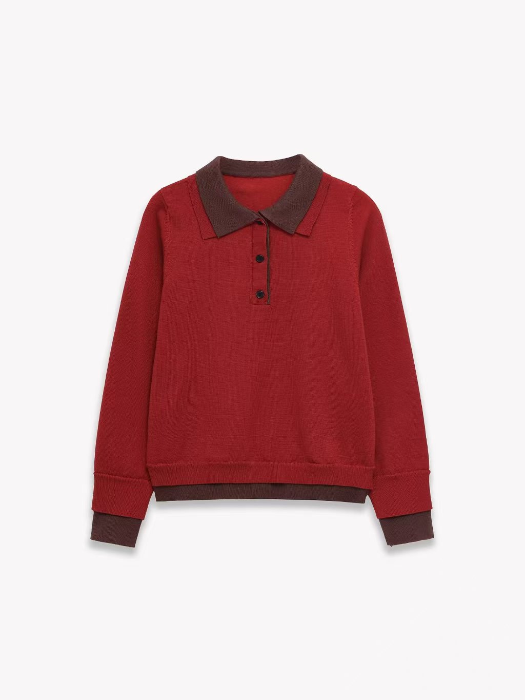 Classic Solid Knit Polo Sweater Long Sleeve Pullover