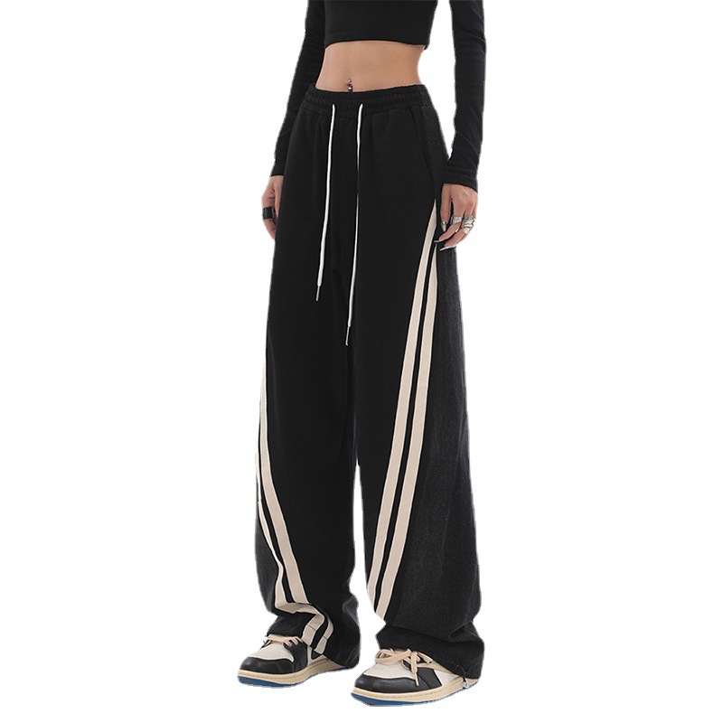 Patchwork Wide-Leg Jeans High-Waist Streetwear