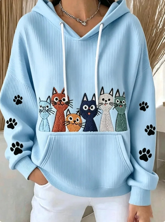Women's Cat Paw Print Casual Sweatshirt