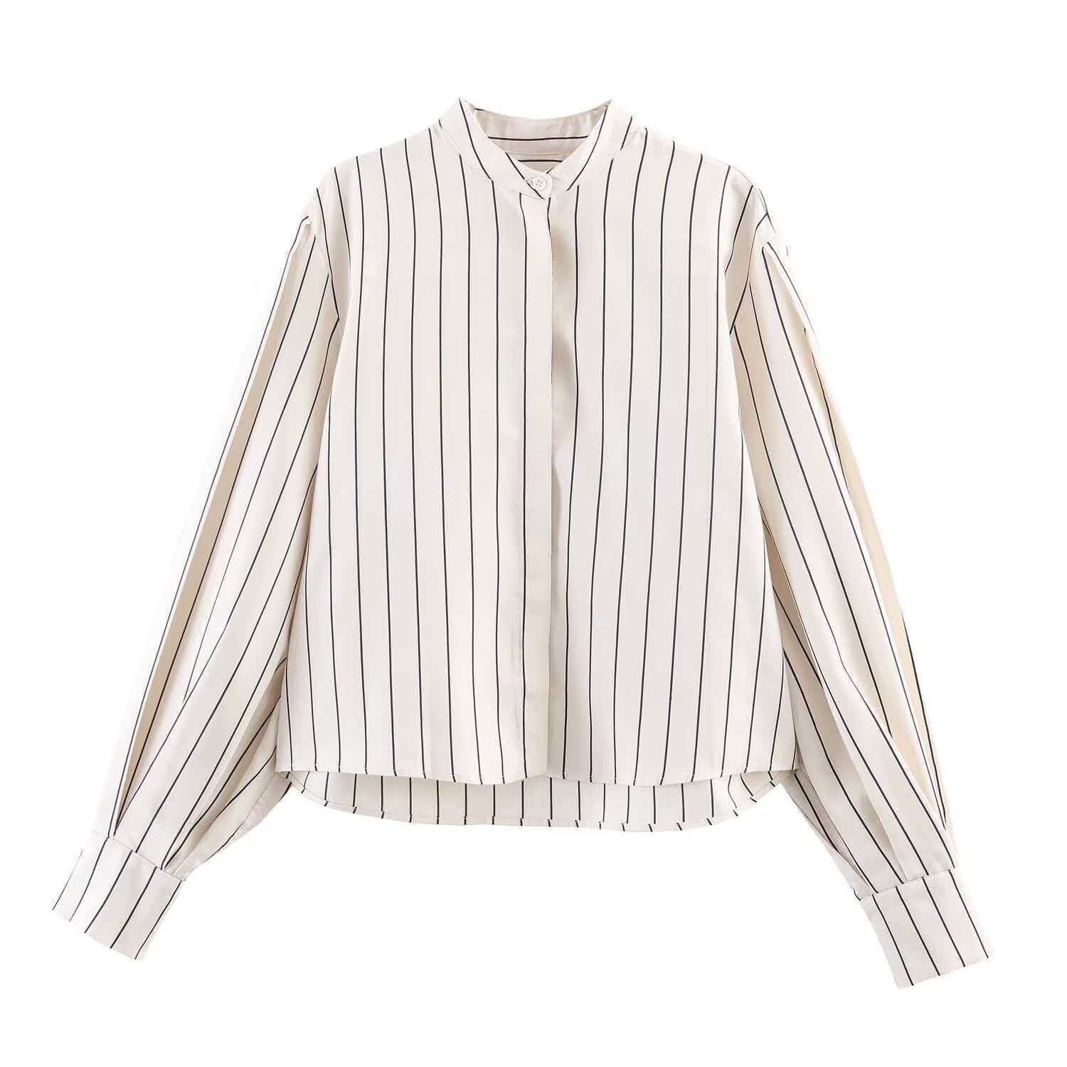 Women's Striped Shirt and Wide-Leg Pants Set Casual Loose Fit