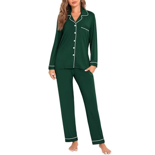 Women's Cuban Collar Retro Print Long Sleeve Loungewear Set