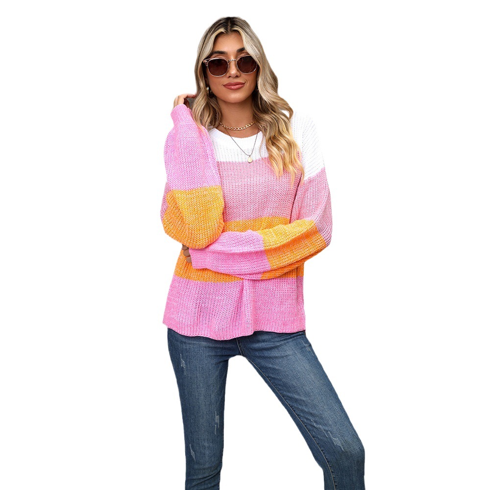 Colorblock Oversized Pullover Sweater