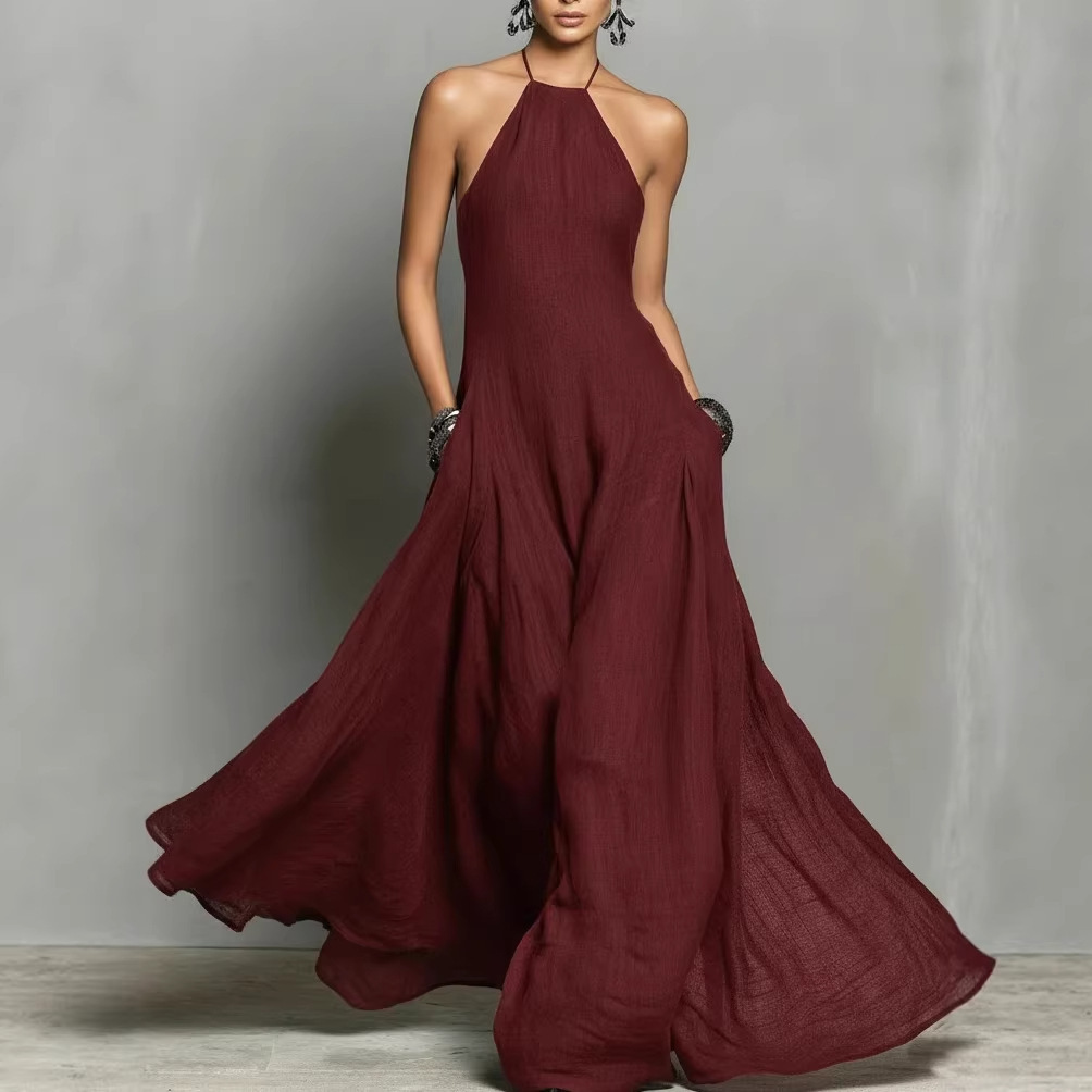 Women's Backless Sleeveless Long Vacation Dress