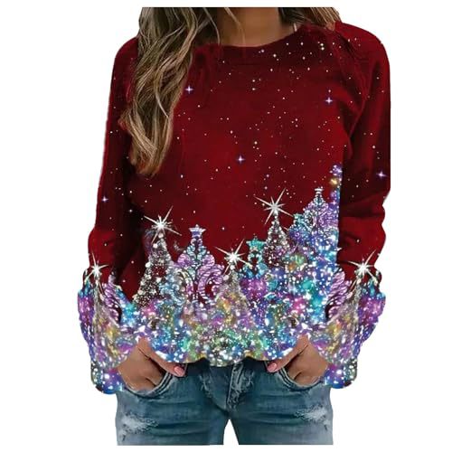 Women's Castle Wine Glass Music Note Print Crewneck Sweatshirt