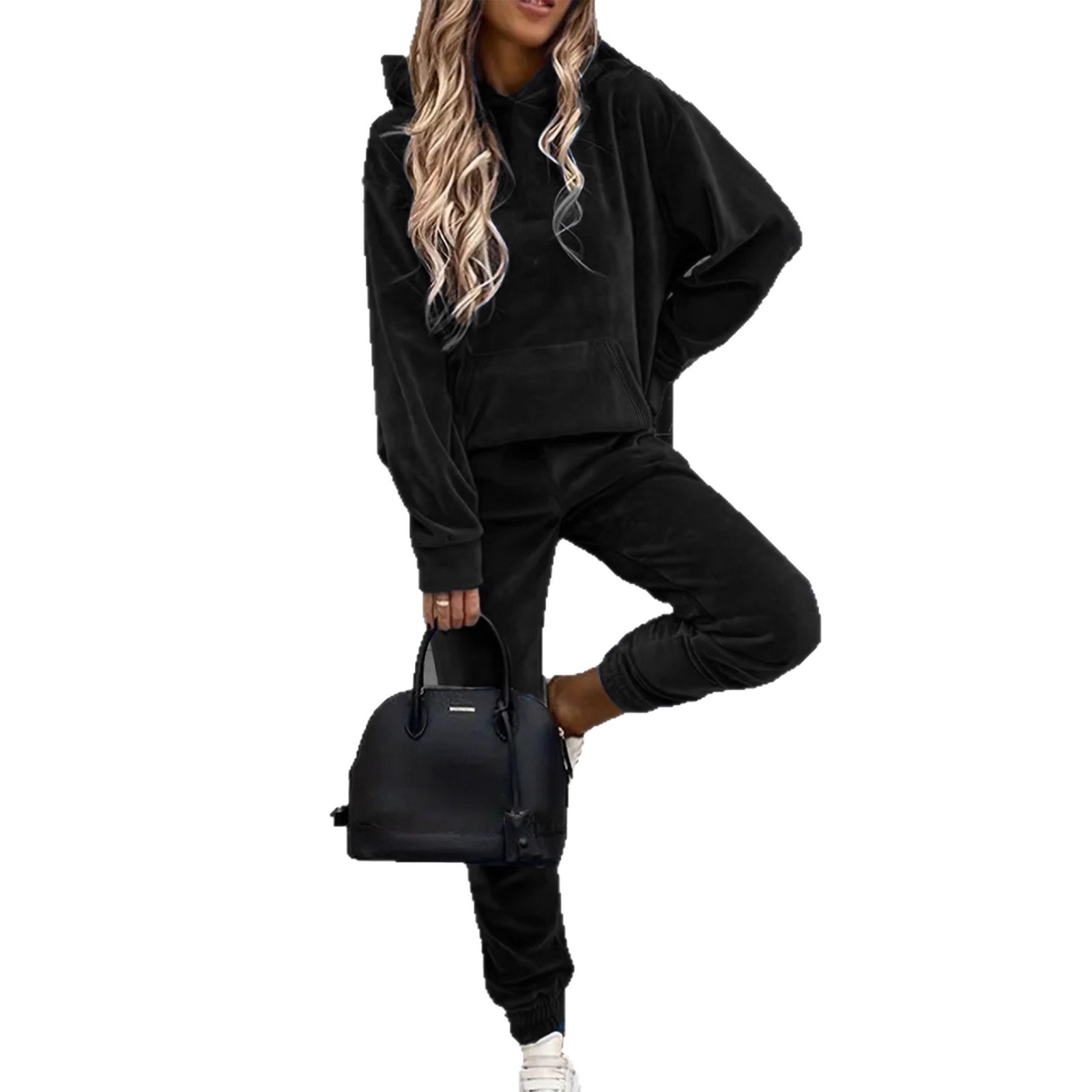 Women's Korean Velvet Long-Sleeve Sweatsuit Set