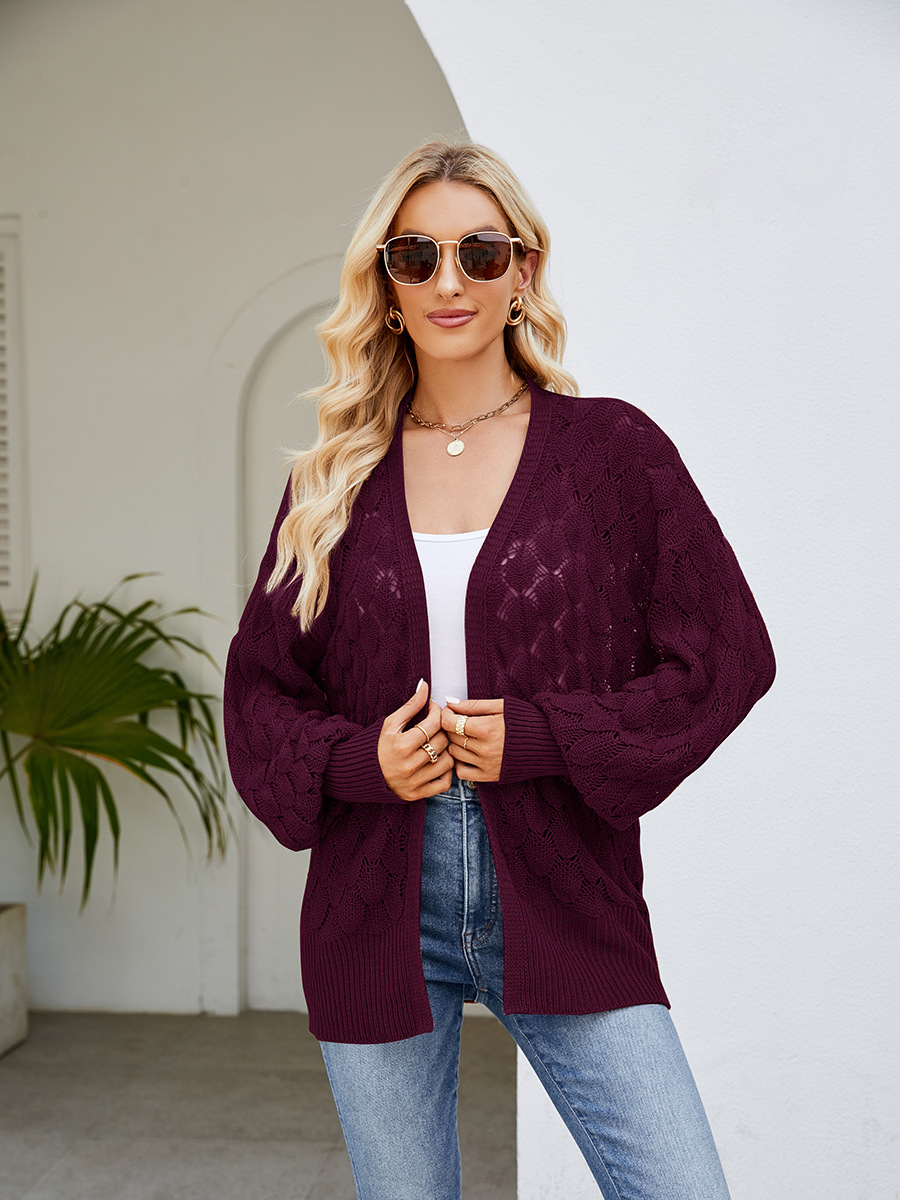 Women's Loose Open-Knit Midi Cardigan Sweater Coat