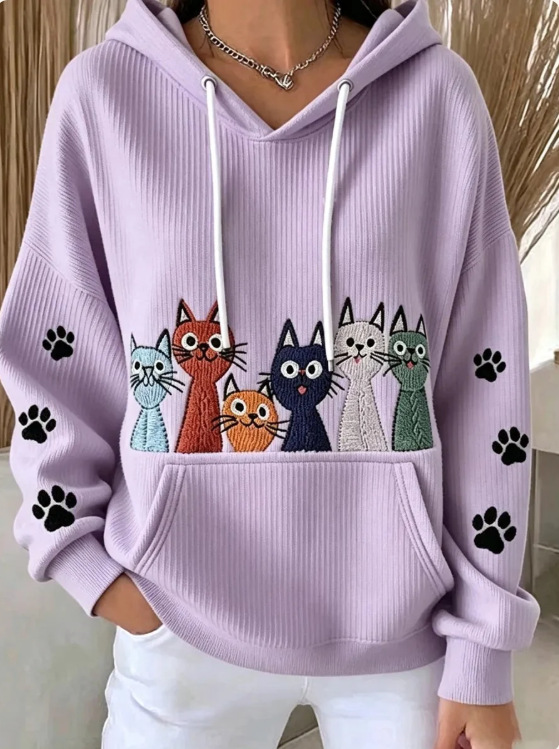 Women's Cat Paw Print Casual Sweatshirt