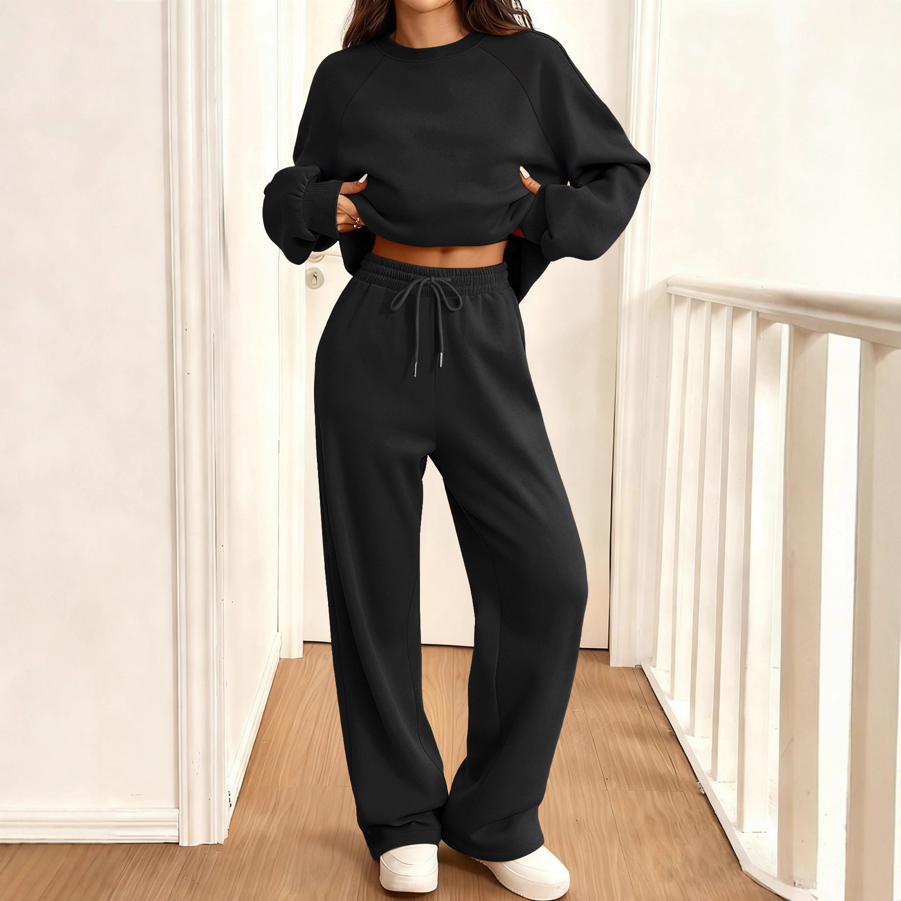 Women's Long Sleeve Casual Sweatsuit Set Colorblock Pullover