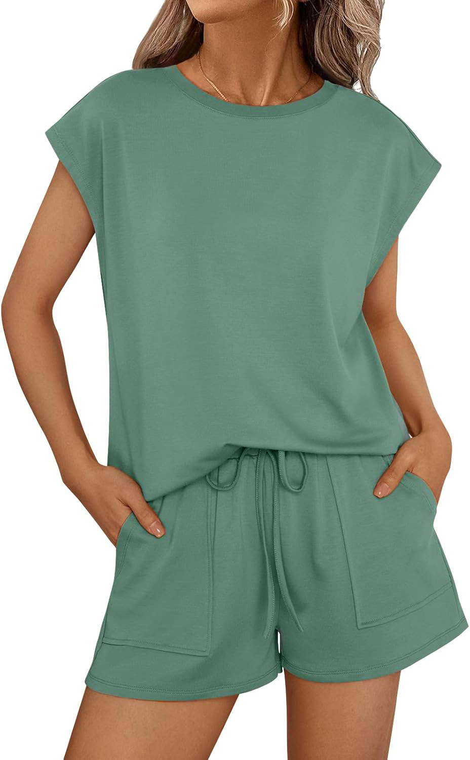 Women's Crewneck Loose Short-Sleeve Two-Piece Set