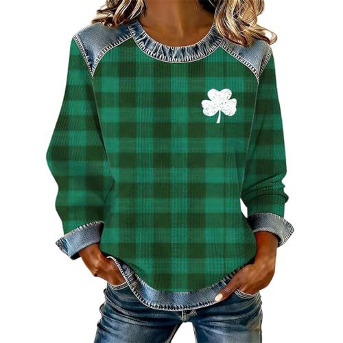 Women's Clover Tree Plant Print Crewneck Sweatshirt